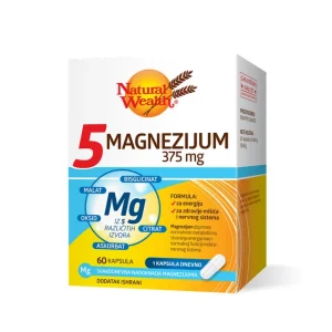Natural Wealth 5 Magnezijum 375 mg, 60 kapsula